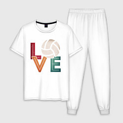 Пижама хлопковая мужская Любовь - Волейбол, цвет: белый