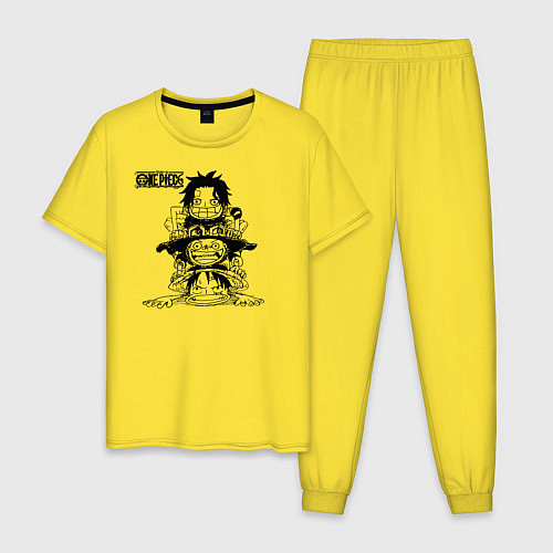 Мужская пижама Эйс, Луффи и Сабо - Братство ASL / Желтый – фото 1