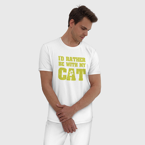 Мужская пижама Быть с котом / Белый – фото 3