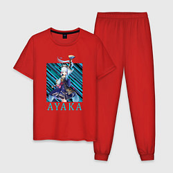 Пижама хлопковая мужская Аяка Камисато Genshin Impact, цвет: красный