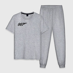 Пижама хлопковая мужская 007 лого, цвет: меланж