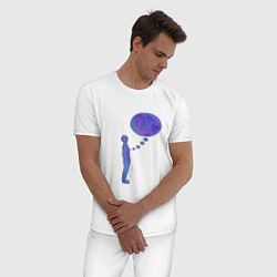 Пижама хлопковая мужская Сердцем в космосе, цвет: белый — фото 2