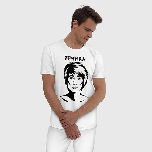Мужская пижама ZEMFIRA эскиз портрет / Белый – фото 3