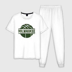Пижама хлопковая мужская Milwaukee Ball, цвет: белый
