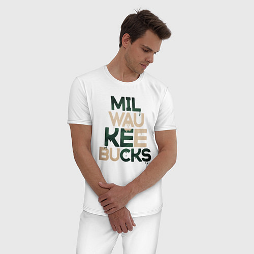 Мужская пижама Milwaukee Bucks / Белый – фото 3