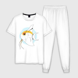 Пижама хлопковая мужская Скалярия, цвет: белый