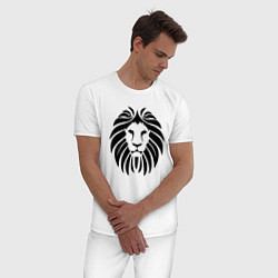 Пижама хлопковая мужская Lion Face, цвет: белый — фото 2