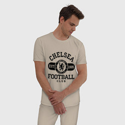 Пижама хлопковая мужская Chelsea Football Club цвета миндальный — фото 2