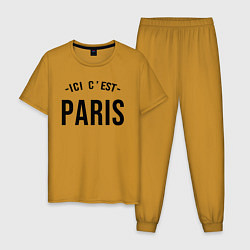 Пижама хлопковая мужская PARIS SAINT-GERMAIN, цвет: горчичный