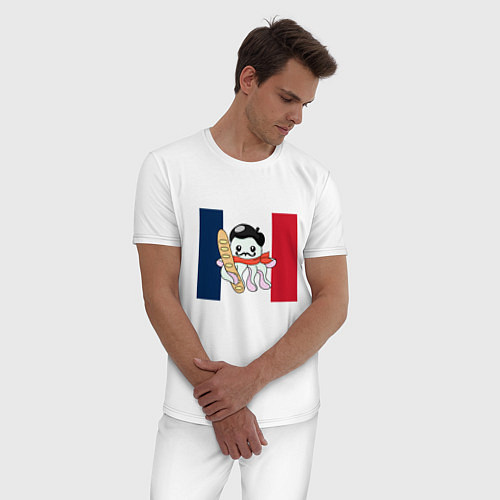 Мужская пижама Осьминог француз / Белый – фото 3
