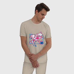 Пижама хлопковая мужская Майнкрафт дракон края, цвет: миндальный — фото 2