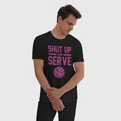 Пижама хлопковая мужская Shut Up And Serve, цвет: черный — фото 2