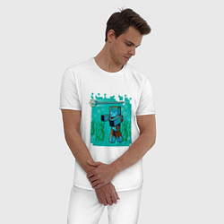 Пижама хлопковая мужская Утопленник Drowne Майнкрафт, цвет: белый — фото 2