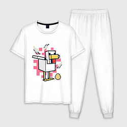 Пижама хлопковая мужская Курица Chicken Майнкрафт, цвет: белый