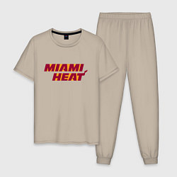 Пижама хлопковая мужская NBA - Miami Heat, цвет: миндальный