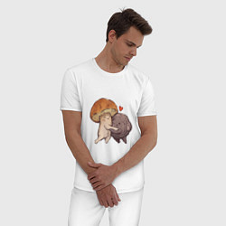Пижама хлопковая мужская Боровик и шампиньон, цвет: белый — фото 2