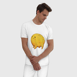 Пижама хлопковая мужская Медовая дыня, цвет: белый — фото 2