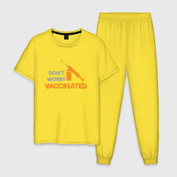 Пижама хлопковая мужская Vaccinated, цвет: желтый