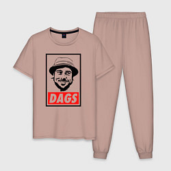 Пижама хлопковая мужская Snatch: Dags, цвет: пыльно-розовый