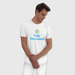 Пижама хлопковая мужская Полная вакцинация, цвет: белый — фото 2