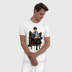 Пижама хлопковая мужская Капитан Леви, цвет: белый — фото 2