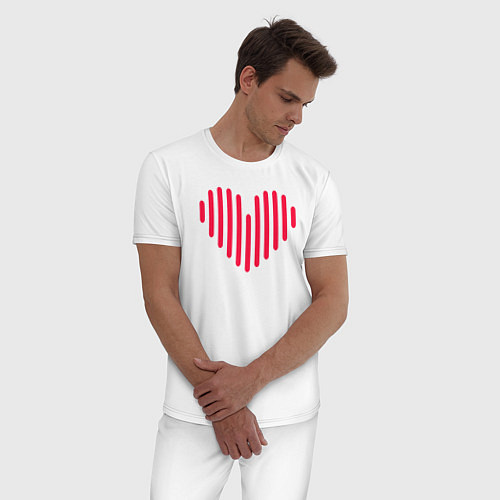 Мужская пижама Минималистичное сердце / Белый – фото 3