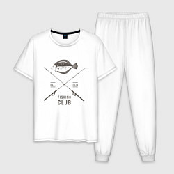 Пижама хлопковая мужская Рыбаловный клуб, цвет: белый