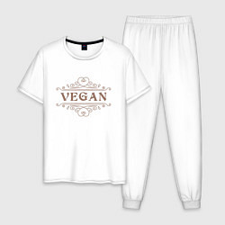 Пижама хлопковая мужская Веган - Vegan, цвет: белый