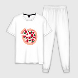 Пижама хлопковая мужская Пицца и ломтик, цвет: белый