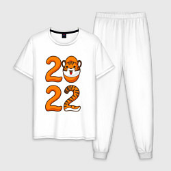 Пижама хлопковая мужская Год тигра, цвет: белый