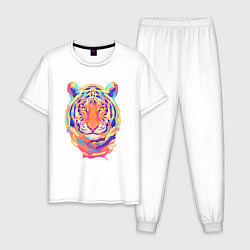 Пижама хлопковая мужская Color Tiger, цвет: белый