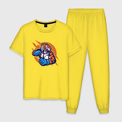 Пижама хлопковая мужская Boxing Tiger, цвет: желтый