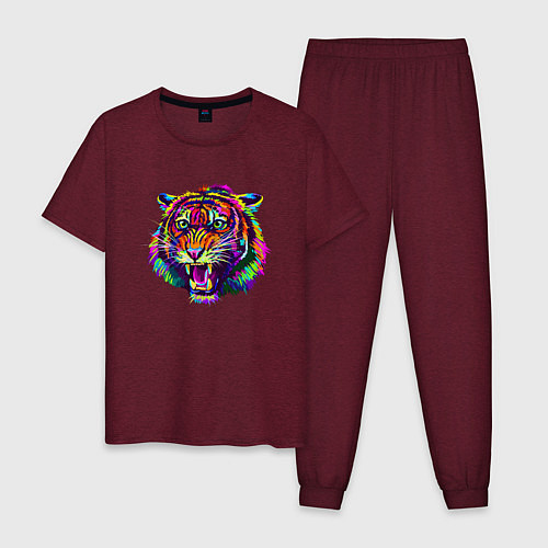 Мужская пижама Color Tiger / Меланж-бордовый – фото 1