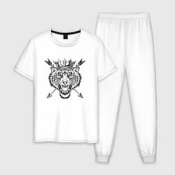 Пижама хлопковая мужская Королевский Тигр, цвет: белый