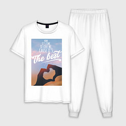 Пижама хлопковая мужская Now its time to love me, цвет: белый