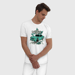 Пижама хлопковая мужская Авто для экстрима, цвет: белый — фото 2