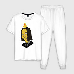 Пижама хлопковая мужская Утки нет, цвет: белый