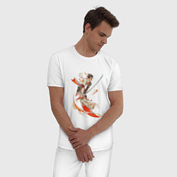 Пижама хлопковая мужская Самурай моря, цвет: белый — фото 2