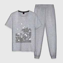 Пижама хлопковая мужская Сакура в минимализме, цвет: меланж