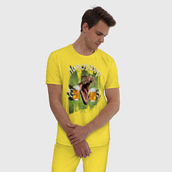 Пижама хлопковая мужская Пивозавр, цвет: желтый — фото 2