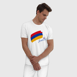 Пижама хлопковая мужская Любимая Армения, цвет: белый — фото 2