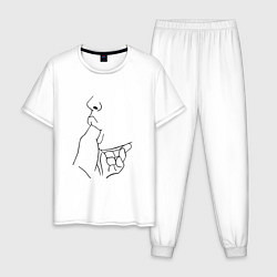Пижама хлопковая мужская СТРАСТЬ PASSION, цвет: белый