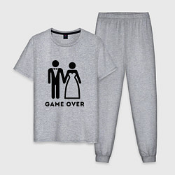 Пижама хлопковая мужская GAME OVER МОЛОДОЖЕНЫ, цвет: меланж