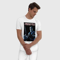 Пижама хлопковая мужская Арнольд Шварценеггер, цвет: белый — фото 2
