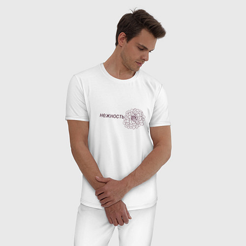 Мужская пижама Нежность камелия / Белый – фото 3