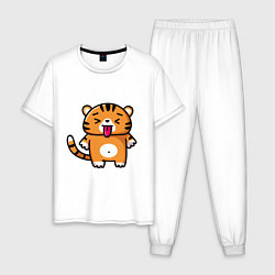 Пижама хлопковая мужская Милый тигренок - символ года 2022, цвет: белый