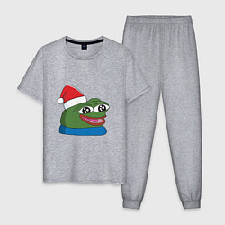 Пижама хлопковая мужская Pepe, pepe happy, Пепе хеппи, pepe happy new year, цвет: меланж