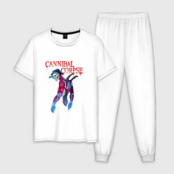 Пижама хлопковая мужская Cannibal Corpse Череп с позвоночником, цвет: белый