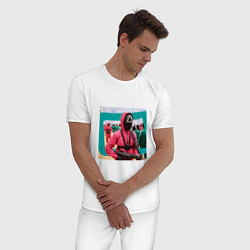 Пижама хлопковая мужская Игра в кальмара 2021, цвет: белый — фото 2