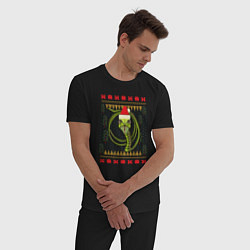 Пижама хлопковая мужская Рождественский свитер Скептическая змея, цвет: черный — фото 2